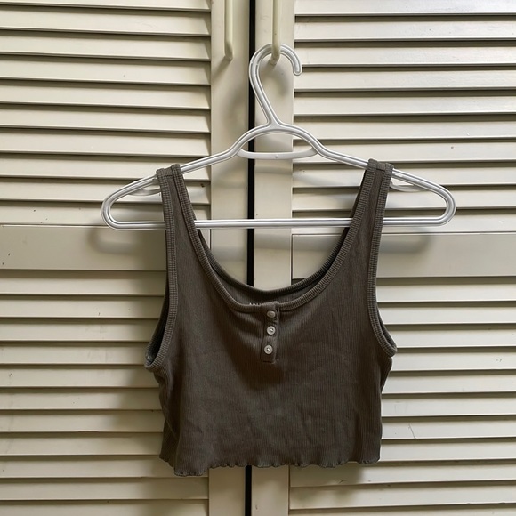 Grey washed army green colour. Cropped tank top.  Small from American Eagle - Picture 1 of 2